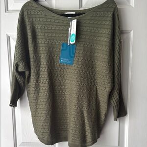 Market & Spruce Green Crew Neck Sweater with Textured Knit